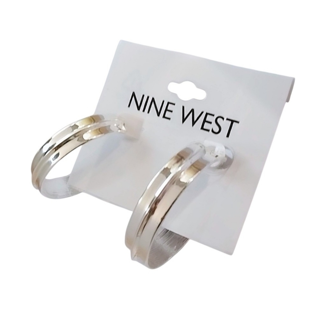 Nine West Polished Silver-Tone Hoop Earrings